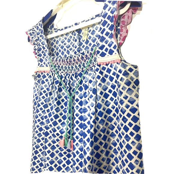 Matilda Jane Adventure Begins Womens Wandering Waters Top Blue Smocked Small - Picture 5 of 12